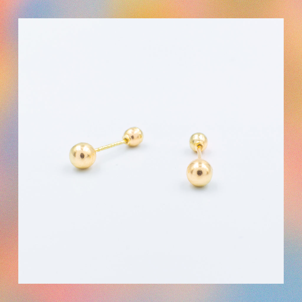 Broquel Bola Chica (1pz o par) | Oro 10k | Canario Shop