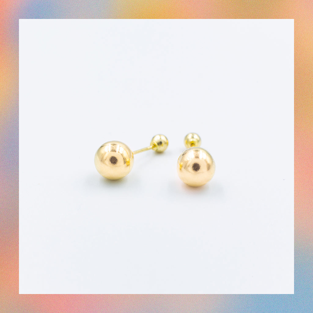 Broquel Bola Grande (1pz o par) | Oro 10k | Canario Shop