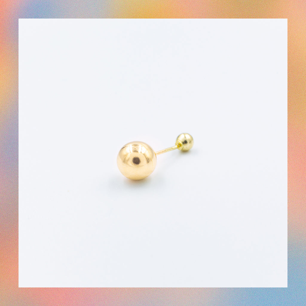 Broquel Bola Grande (1pz o par) | Oro 10k | Canario Shop