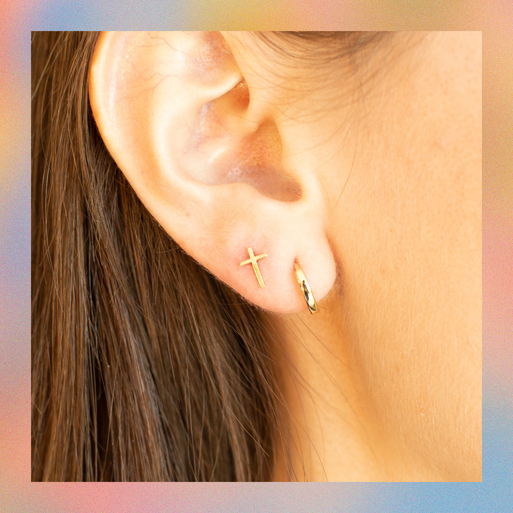 Broquel Cruz (1pz o par) | Oro 10k | Canario Shop