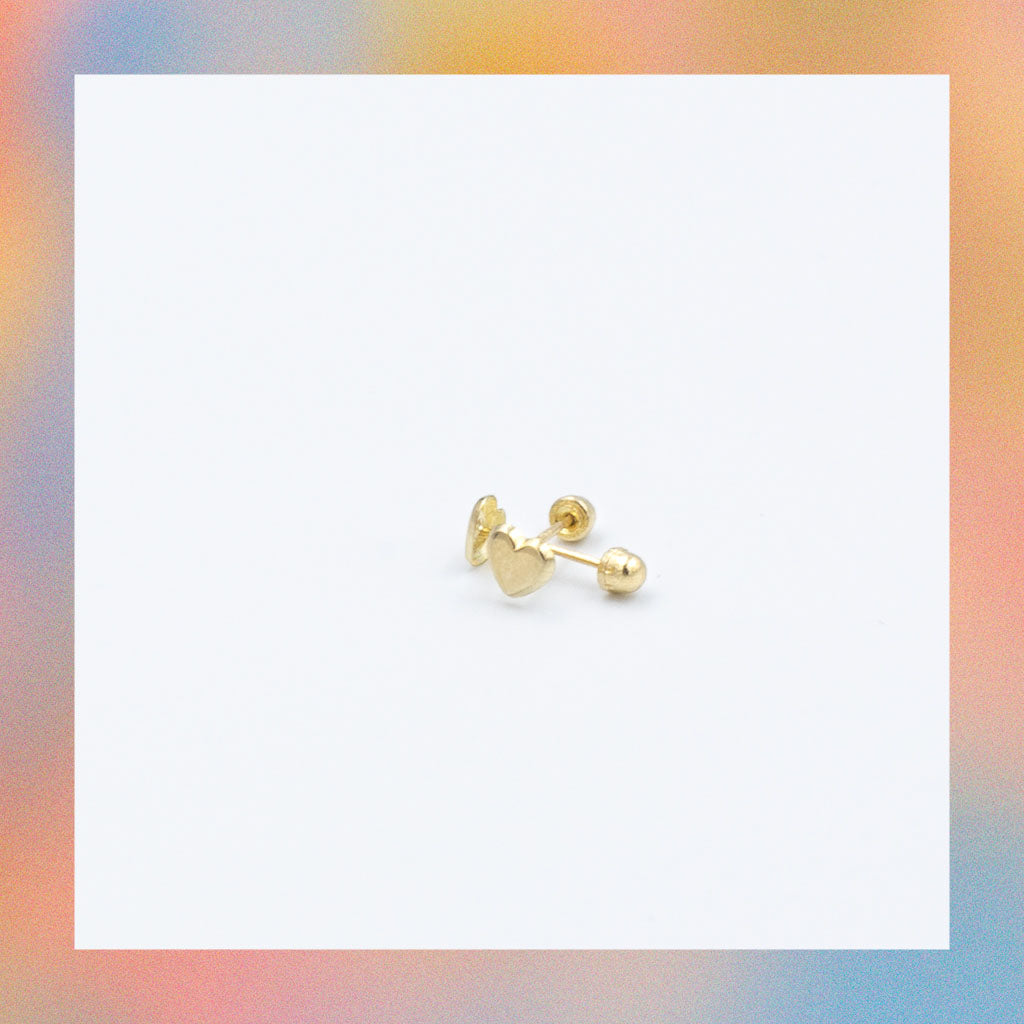 Broquel Corazón Mini (1pz o par)| Oro 10k | Canario Shop