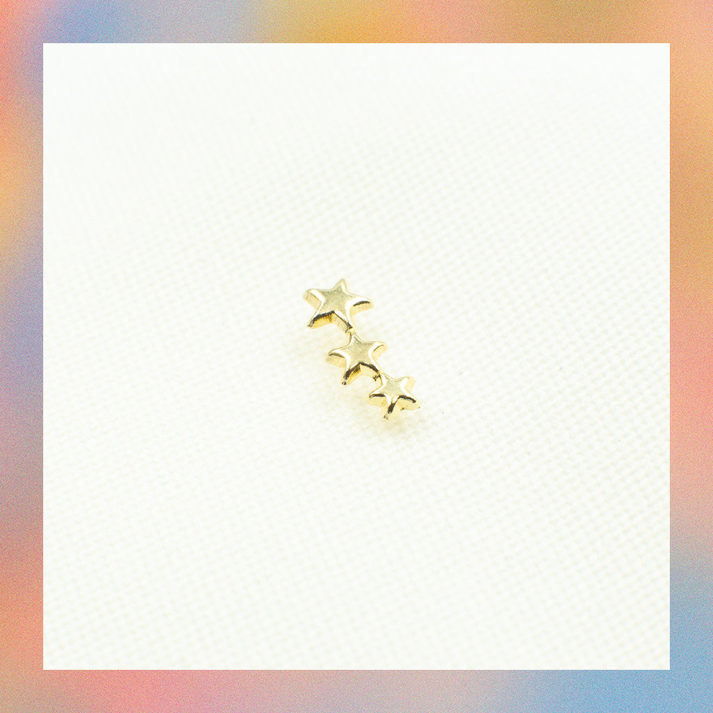 Broquel Triple Estrella (1pz o par) | Oro 10k | Canario Shop