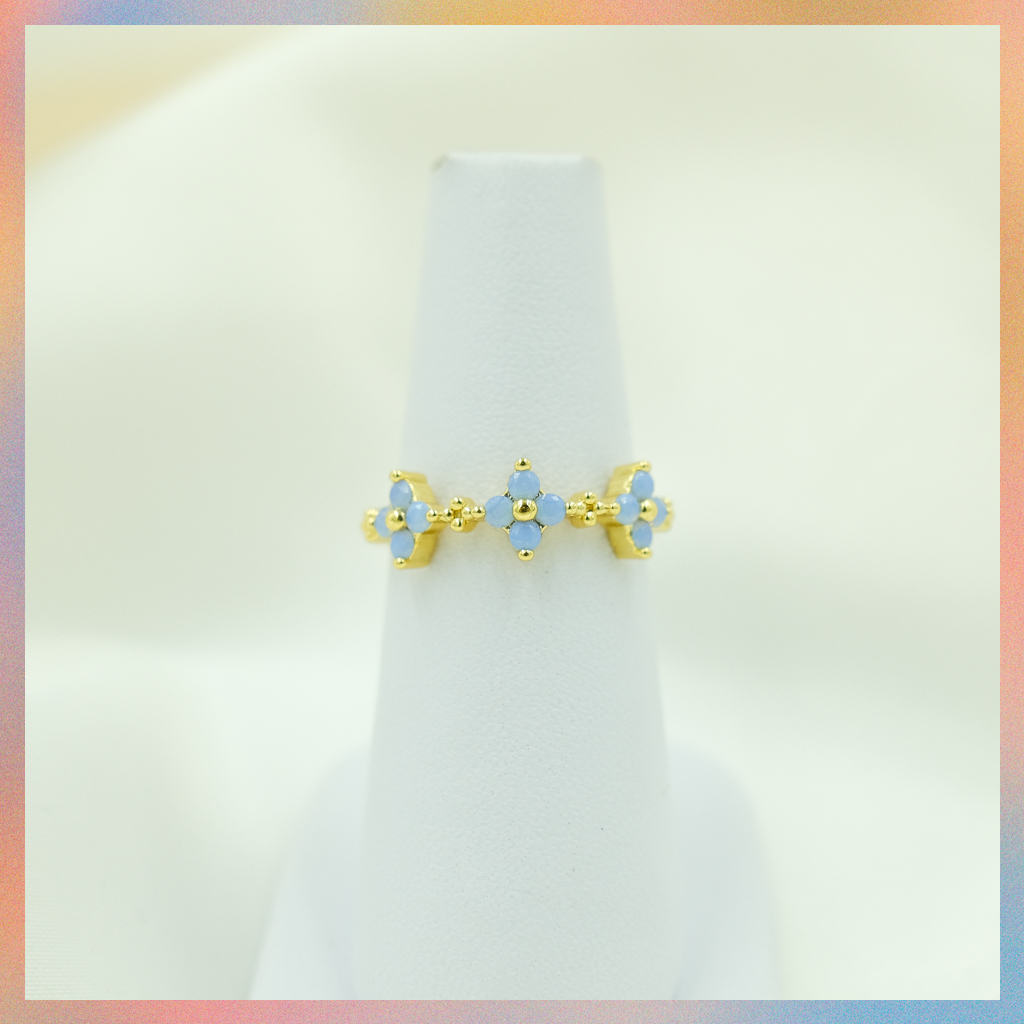 Anillo Flor Azul | Ajustable