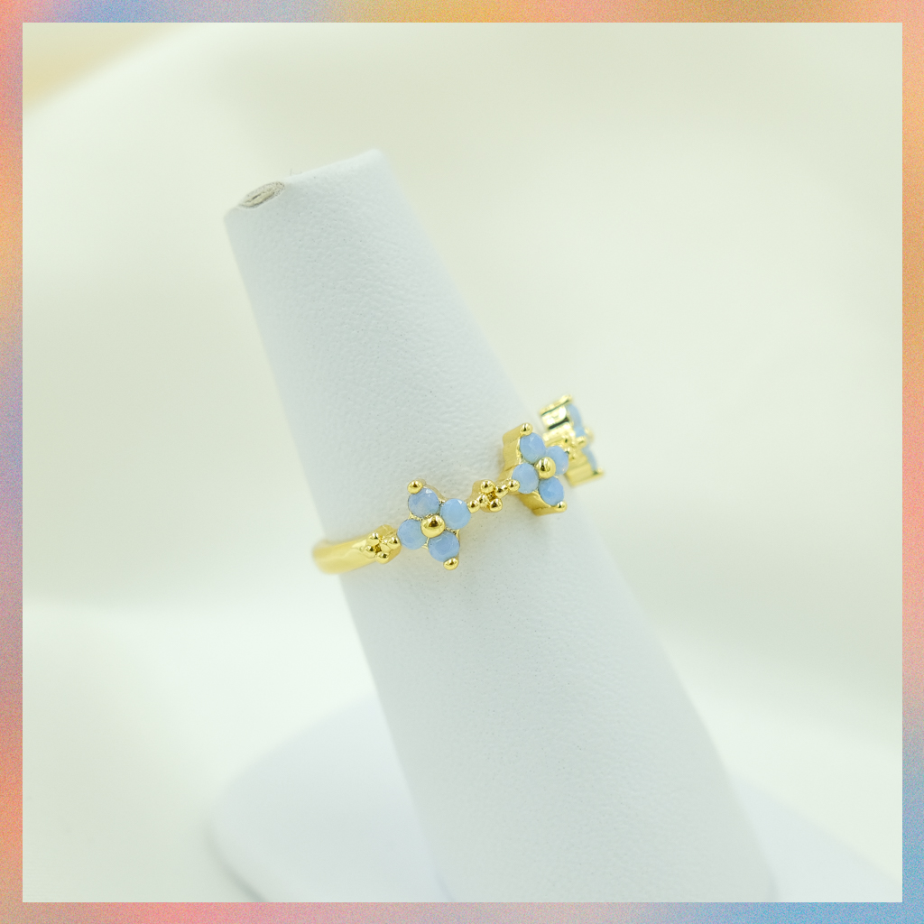 Anillo Flor Azul | Ajustable