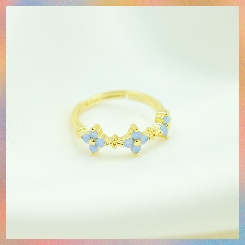 Anillo Flor Azul | Ajustable