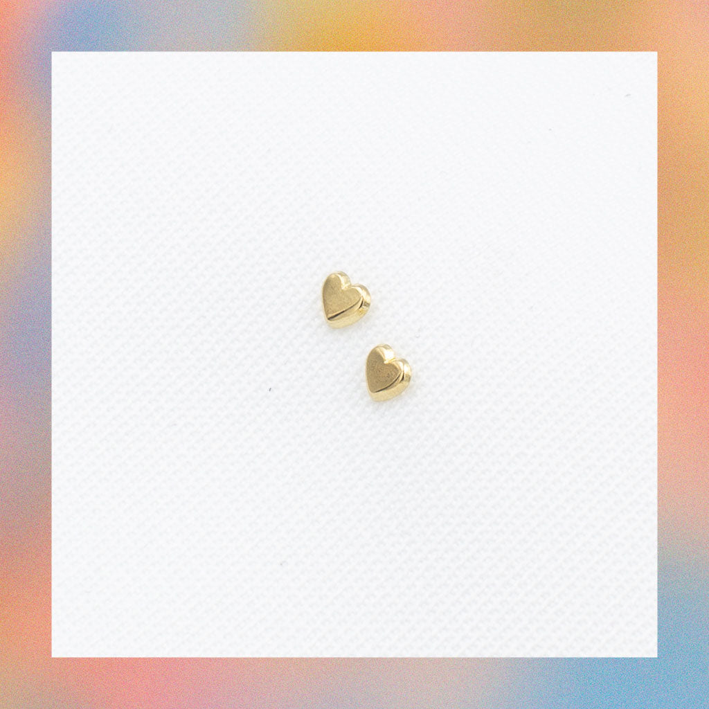 Broquel Corazón Mini (1pz o par)| Oro 10k | Canario Shop