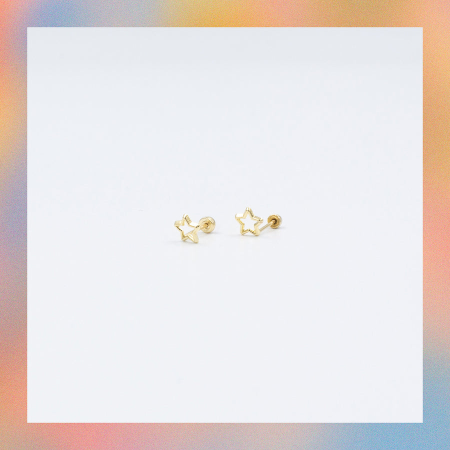 Broquel contorno estrella (1pz o par) | Oro 10k | Canario Shop