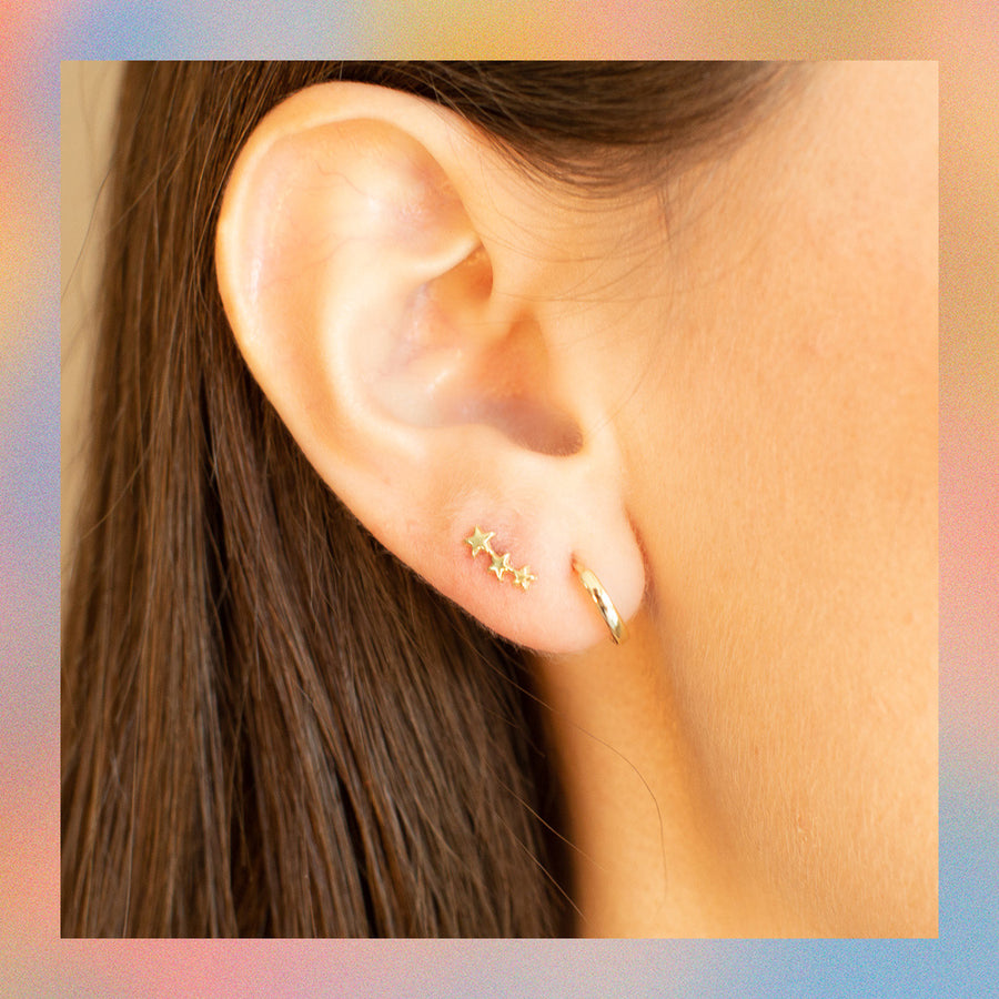 Broquel Doble Estrella (1pz o par) | Oro 10k | Canario Shop